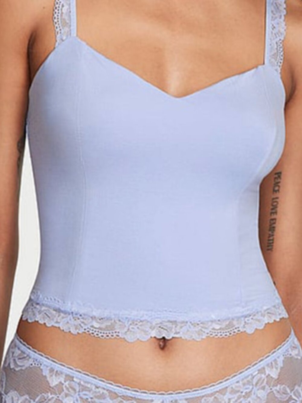 NWT Victoria’s Secret Periwinkle Lacy Trim Cami Tank Top Coquette Feminine XL - Picture 2 of 9